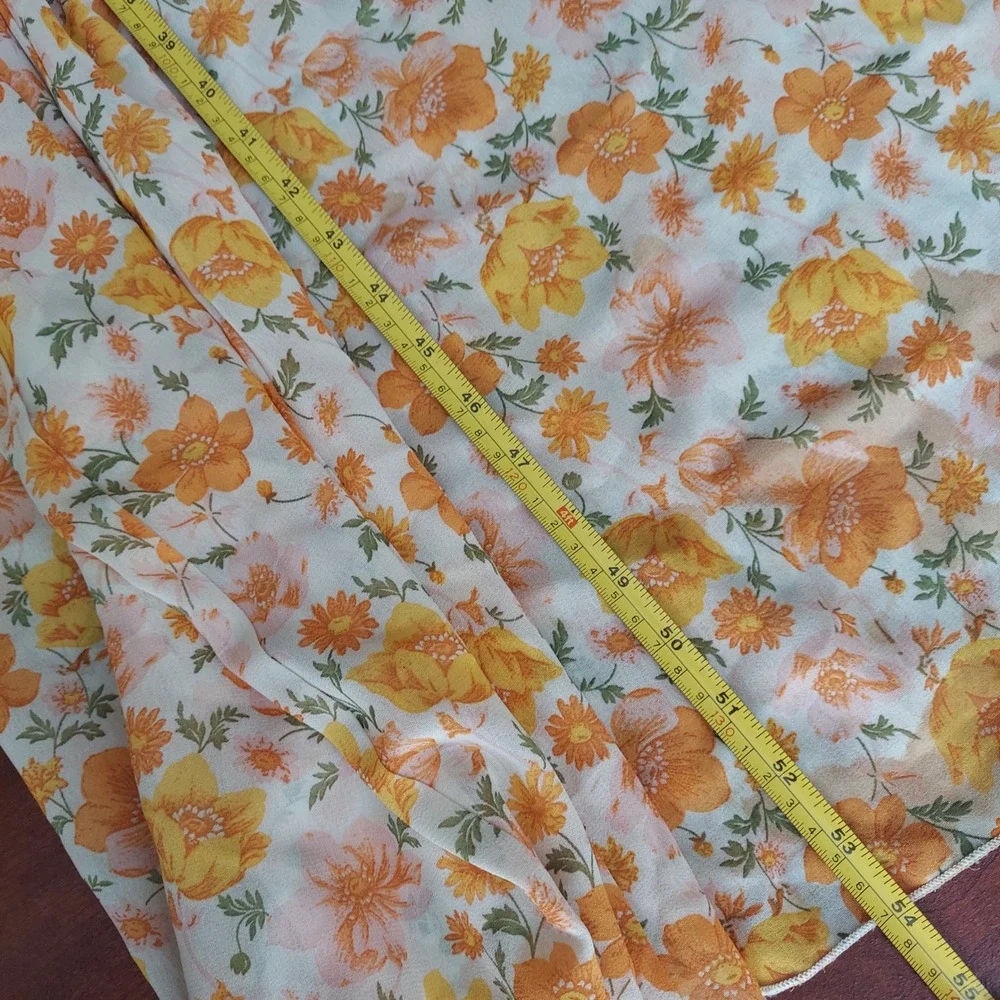Womens 2X Floral Midi Dress Cottagecore Prairie Romantic Faux Wrap Tie Belt - Picture 11 of 11